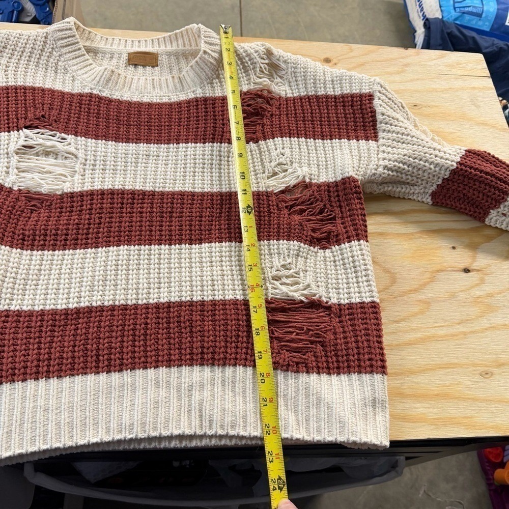 POL Distressed Chunky Knit Sweater Small Boho Striped Oversized - Picture 4 of 6